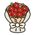 Elegante biglietto d'auguri con bouquet di fiori rossi per la festa degli insegnanti - Piccolo Fiore Rosso
