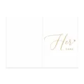 Elegante biglietto per voti nuziali bianco con scritte dorate "Her vows" e cuore. - Minimalista HER (Solo Carta) / Nastri non inclusi