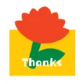 Simpatico biglietto di auguri con tulipano e scritta Thanks bianca - Grazie (Tulipano Rosso) / Con Busta