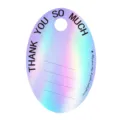 Biglietto regalo ovale olografico argento con scritta Thank You per bouquet di fiori - Tavolozza Laser Thank You