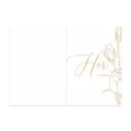 Elegante biglietto per promesse nuziali con fiori in lamina d'oro e scritta 'Her Vows' - Stile Rosa HER (Solo Carta) / Nastri non inclusi