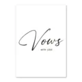 Elegante biglietto per promesse di matrimonio bianco con scritta Vows - Oro Nero Vows (Solo Carta) / Nastri non inclusi