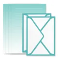 Set di cancelleria sfumata turchese con buste coordinate - Set di Cancelleria per Buste / 2 Buste + 4 Fogli / blu Tiffany