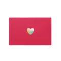 Busta di carta perlata rossa premium con scintillante cuore laser arcobaleno al centro - Set da 20 Pezzi / Rosso Perlato