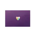 Elegante busta viola perlata con un cuore laser olografico posizionato al centro. - Set da 20 Pezzi / Viola Vibrante Perlato