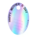Elegante biglietto regalo ovale olografico per la festa della mamma con effetto iridescente - Festa della Mamma Tavolozza Laser