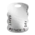 Biglietto d'auguri laser argento per fiori con testo Happy Mother's Day e manico - Festa della Mamma Argento Lucido Onda