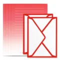 Set di cancelleria sfumata rossa con buste bianche dai bordi rossi molto vivaci - Set di Cancelleria per Buste / 2 Buste + 4 Fogli / rosso Cina