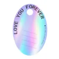 Elegante biglietto olografico ovale con testo LOVE YOU FOREVER per confezioni regalo - San Valentino Tavolozza Laser