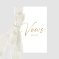 Elegantes Set aus weißem gefranstem Seidenband mit goldener Schwurkarte für Hochzeiten - Nur Band / 5 Meter/Packung / Chiffon Weiß
