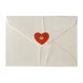 Élégante enveloppe rétro en papier blanc avec fermoir en cœur rouge et ficelle blanche - Style Coeur / 1 Pièce (Env. 16,1x11,4cm) / Blanc Crème