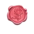 Sigillo vintage in ceralacca rosso metallizzato con elegante motivo a rosa in rilievo - Rosso Vino Floreale