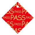 Cartellino dei desideri rosso a rombo con scritte PASS dorate per il successo - Stile PASS (Quadrato) / 20 Pezzi