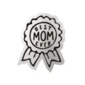 Mini biglietto per la festa della mamma glitter argento con design Best Mom Ever medaglia - Stile Medaglia Argento Lucido