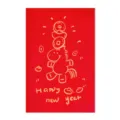 Biglietto d'auguri rosso 2026 Anno del Cavallo cartone animato con oro - Stile Ricchezza Immediata / Rosso