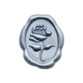 Adesivo per sigillo di cera blu argento con motivo a rosa in rilievo per buste regalo - Rosa d'argento