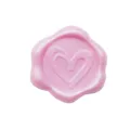 Adesivo sigillo in cera rosa perlato con cuore a rilievo per buste e scatole regalo - Cuore Rosa