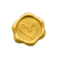 Elegante adesivo con sigillo di cera dorata a forma di cuore con finitura metallica opaca - Cuore d'Oro