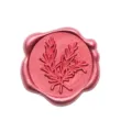 Adesivo sigillo di ceralacca rosso perlato con ramo botanico a rilievo per buste regalo. - Rosmarino Rosso Vino
