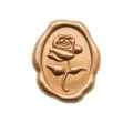 Elegante adesivo sigillo in cera dorata con rosa in rilievo per scatole regalo - Rosa bronzo antico