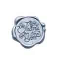 Sigillo adesivo in cera argentata con scritta "Thank You" per buste regalo. - Grazie / Argento