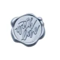 Adesivo sigillo di cera argento con scritta 'with love' incisa per buste regalo - Con amore / Argento