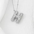 Collier pendentif lettre H argentée dodue et brillante, bijou tendance style hip-hop unique. - Lettre H