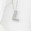 Collier pendentif lettre L argenté dodu chunky bulle alphabet charme bijoux hip hop - L