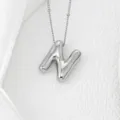 Collier avec pendentif lettre N argenté bouffi, bijoux hip-hop élégants et tendance. - Lettre N