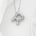 Collier pendentif lettre R argenté gonflé brillant style hip-hop pour bijoux tendance - Lettre R