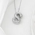 Collier pendentif lettre S ballon argenté, finition métallique lisse, bijou hip-hop tendance. - S