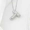 Collier pendentif lettre T argenté gonflé en cuivre plaqué or blanc style hip-hop - Lettre T