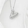 Collier pendentif lettre V argentée gonflée, joli bijoux hip-hop en cuivre brillant variant. - Lettre V