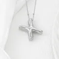Collier pendentif lettre X argenté gonflé, bijoux hip-hop en métal lisse chic. - Lettre X