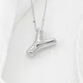 Collier pendentif lettre Y argenté gonflé chunky initiales bijoux de mode tendance - Lettre Y