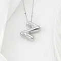 Collier pendentif lettre plissé argenté dodu avec chaîne fine, bijoux tendance chic - Lettre Z