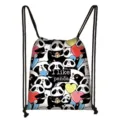 Cute cartoon panda print drawstring bag with I like panda text for school and travel. - I Like Panda (06)