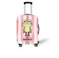 Langlebige elastische Kofferschutzhülle mit süßem rosa gestreiftem Frosch-Aquarellmotiv - Cartoon Frosch (01) / Größe S (18-20 Zoll)