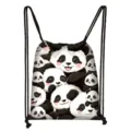 Cute cartoon panda drawstring backpack for students, lightweight travel storage bag - Multi Panda Print (01)
