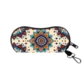 Tragbares Brillenetui mit lebhaftem Mandala-Ethno-Druck und praktischem Karabiner - 01