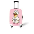 Pinke Kofferschutzhülle mit Comic-Ente im Bademantel und Sonnenbrille - Cartoon Ente (02) / Größe S (18-20 Zoll)
