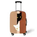 Elastischer Kofferüberzug mit minimalistischem Katzen-Print in Brauntönen. - S / 05