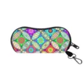 Tragbares Sonnenbrillenetui mit lebhaftem Mandala-Blumendruck und Reißverschluss - 03