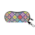 Portable glasses case featuring vibrant colorful mandala floral patterns with zipper closure. - 05
