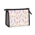 Tragbare Kosmetiktasche mit floralem Blattmuster und schwarzem Netzbesatz für Reisen - Bunte Blätter & Beeren Druck