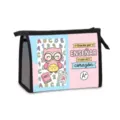 Süße Eulen-Kosmetiktasche aus Netzstoff für Lehrer mit motivierendem spanischem Zitat - Rosa Blau Kontrast Cartoon Eule Stil (04) / 23*8.5*16.5cm