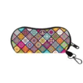 Portable zipper glasses pouch with vibrant mandala floral print and carabiner clip - 06