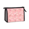 Portable pink mesh cosmetic bag featuring a cute tooth fairy cartoon print for girls - Pink(06)