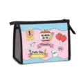 Reise-Kulturtasche mit Lehrertag-Druck und Mesh-Design für tragbare Toilettenartikel - Himmelblau Rosa Karo Campus Elemente Stil (03) / 23*8.5*16.5cm