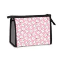 Portable pink cosmetic bag with cute cartoon tooth print and breathable black mesh - Light Pink (08)